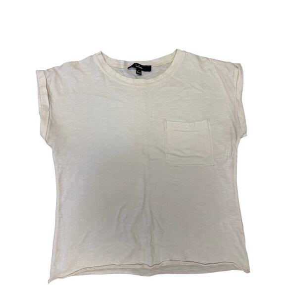 Lulus T-shirt cream women’s small front chest pocket - Picture 1 of 4